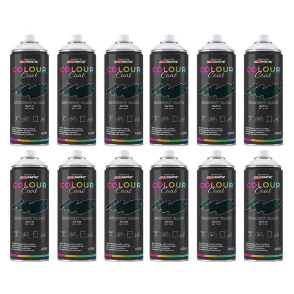 Colour Coat 12X Midnight Black RAL 9005 Satin Spray Paint 400ml