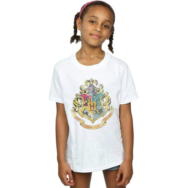 Harry Potter Girls Hogwarts Crest Cotton T-Shirt - White