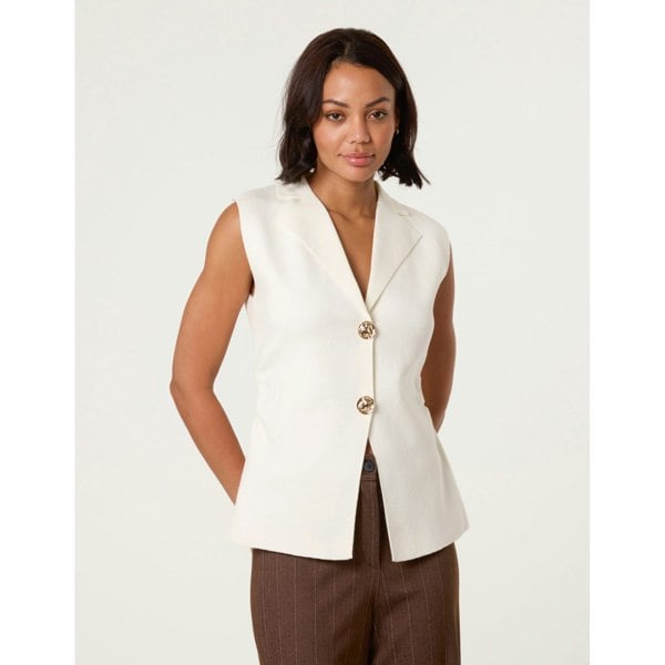 Blue Vanilla Gold Button Front Tailored Vest