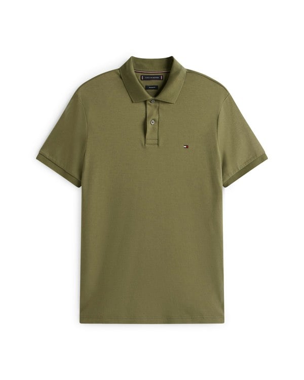 Tommy Hilfiger Liquid Cotton Regular Fit Mens Polo - Battle Green