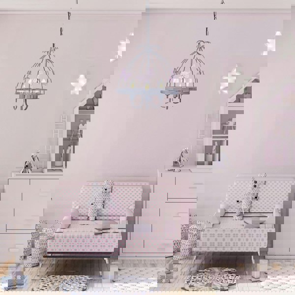 Milagro Kago Pink/Grey Pendant Lamp Beautiful Hand Made Ceiling Light With A Butterfly Theme In Modern Grey And Baby Pink