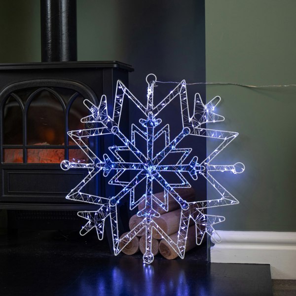 Samuel Alexander 52cm Light up Christmas Snowflake Dewdrop Silhouette with Twinkling LEDs