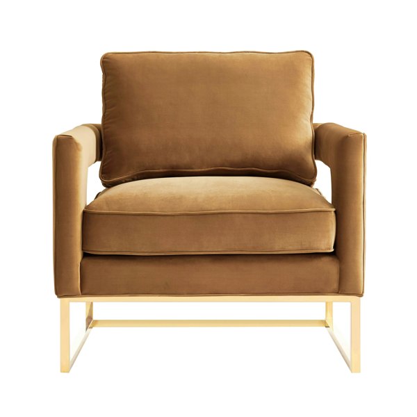 Furniture Edit Avery Cognac Velvet Chair With Polished Gold Base