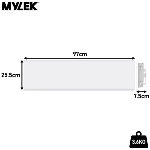 MYLEK Panel Space Heater White Low Level 1KW Eco, Smart and WiFi App Slimline Low Energy - Wall Mounted, Bathroom IPX4
