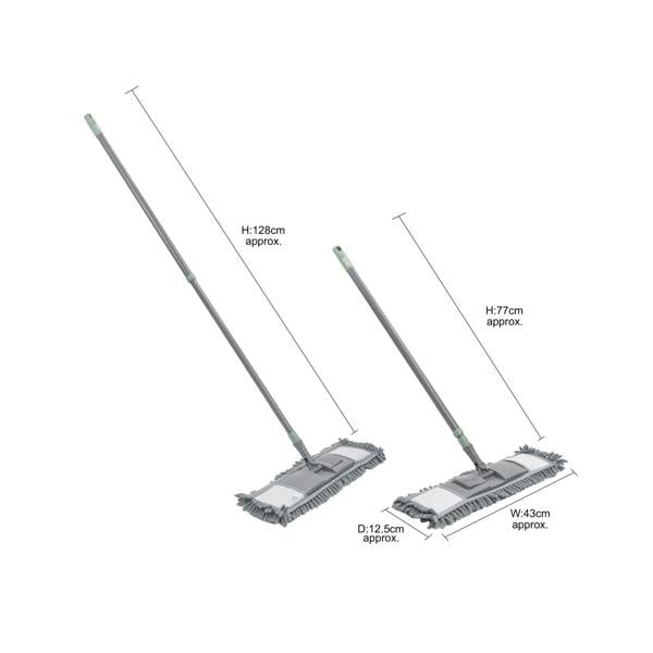 JVL Extendable Chenille Mop With 2 Replacement Heads - Grey