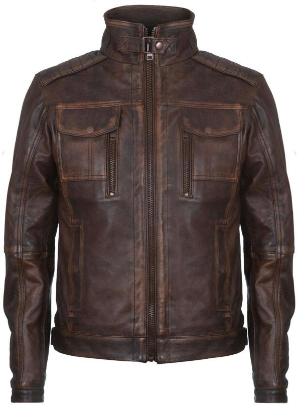 Infinity Leather Mens Vintage Leather Biker Distressed Motorcycle Jacket