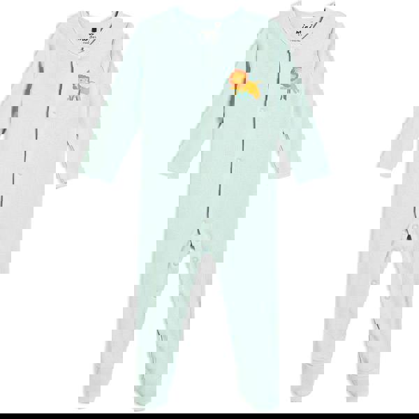 Mini Cuddles Baby Unisex 2pk Animal Printed Sleepsuits, Multicolour