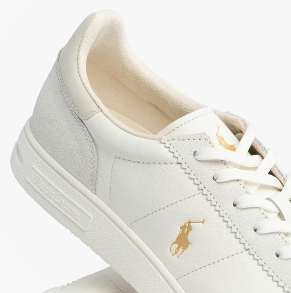 Polo Ralph Lauren Mens Bedford Lace Up Leather-Suede Trainer White