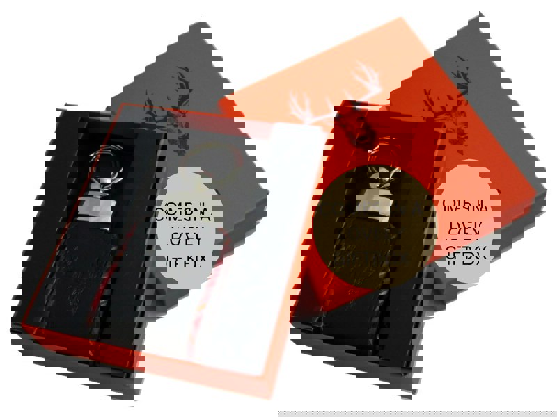 Mala Leather Highland Stag & Tartan Leather Keyring