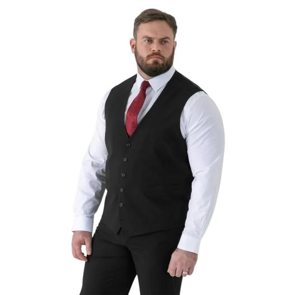 Duke Mens D555 Ted 4 Way Stretch Kingsize Waistcoat - Black - 