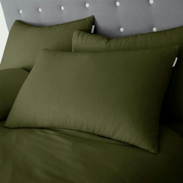 Brushed Cotton Plain Dark Green Duvet Cover Set