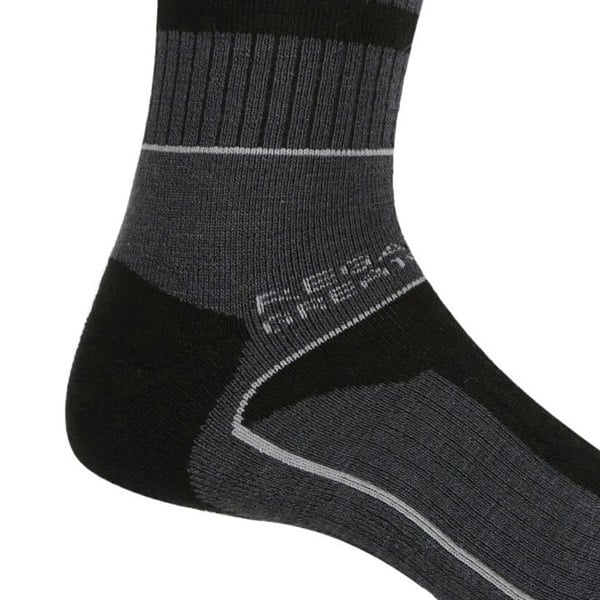 Regatta Mens Samaris 3 Season Socks (Pack of 2) - Black/Dark Steel