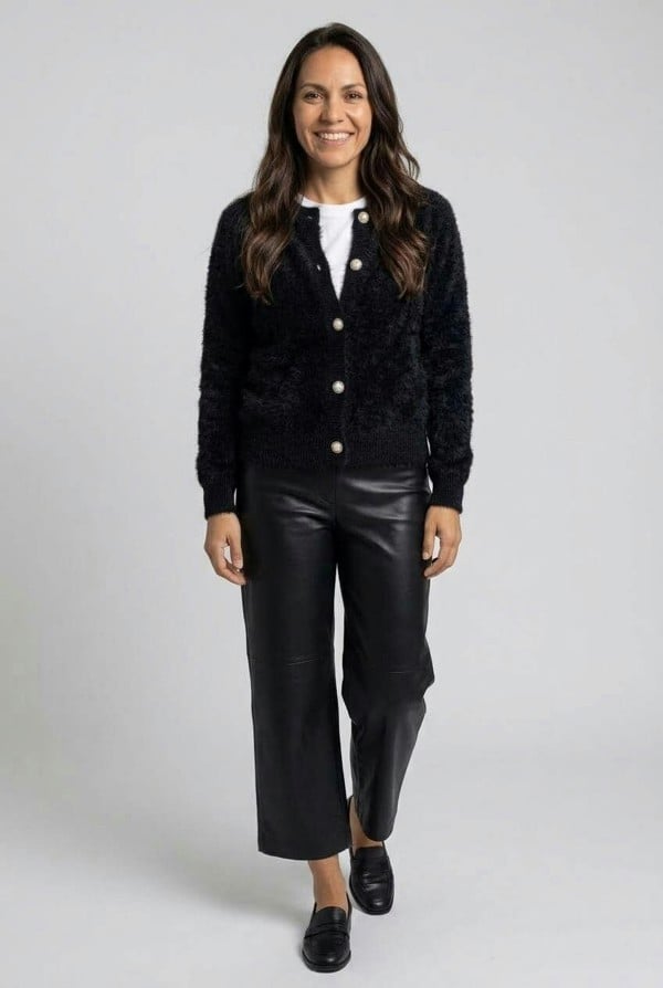 Izabel London Textured Pearl Button Detail Cardigan