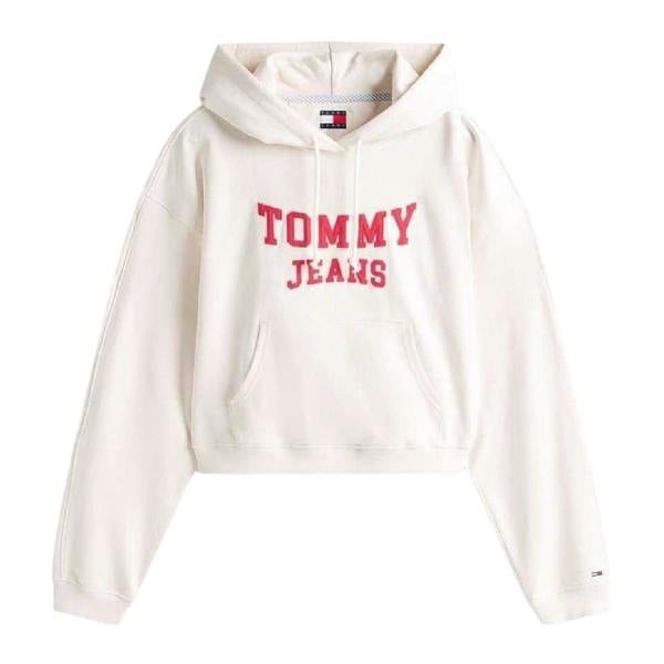 Tommy Jeans Womens/Ladies Varsity Crop Hoodie - Antique White - 