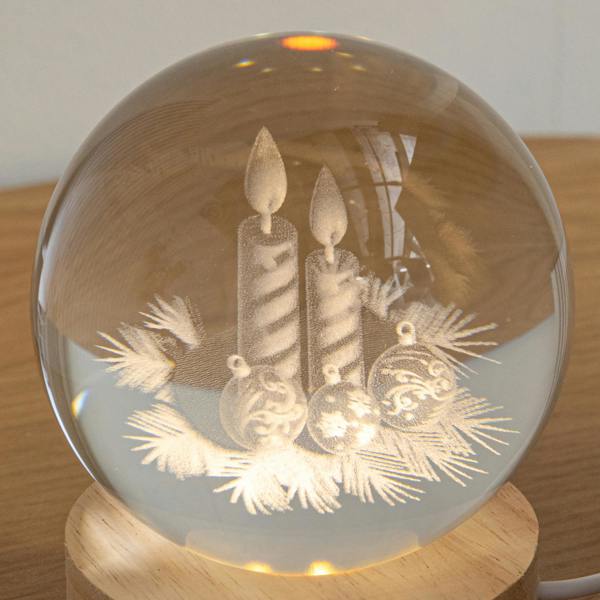 Samuel Alexander 10cm USB Powered Etched Candle Christmas Light up Globe