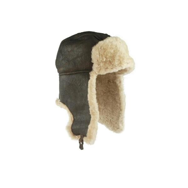 Eastern Counties Leather Mens Heydon Sheepskin Flying Hat - Dark Brown Forest
