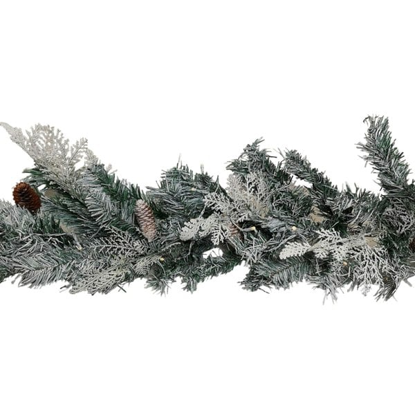 Samuel Alexander 1.8m Snowy Christmas Garland with Pinecones 96 Tips and 50 Warm White LED Lights