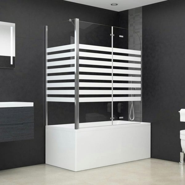 Berkfield Bath Enclosure 120x68x130 cm Tempered Glass Stripe