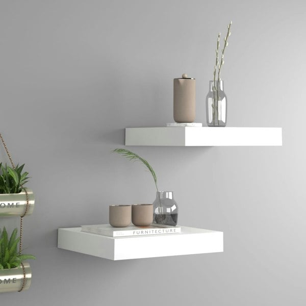 Berkfield Floating Wall Shelves 2 pcs White 23x23.5x3.8 cm MDF