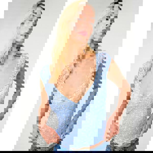 Pink Vanilla V Neck Lace Crop Top