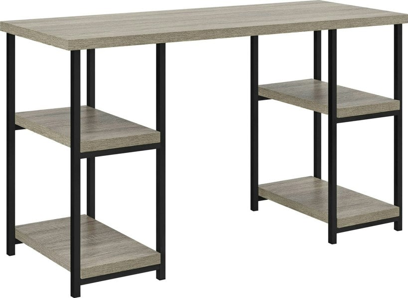 Dorel Home Elmwood double pedestal desk in distressed grey oak