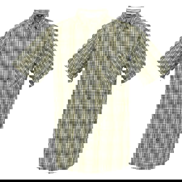 Regatta Mens Mindano IX Checked Short-Sleeved Shirt - Golden Sand/Treetop - 