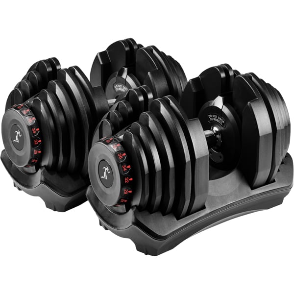 Strongology Home Fitness Adjustable Smart Dumbbell Pair from 5kg to 40kg Training Weights in Black