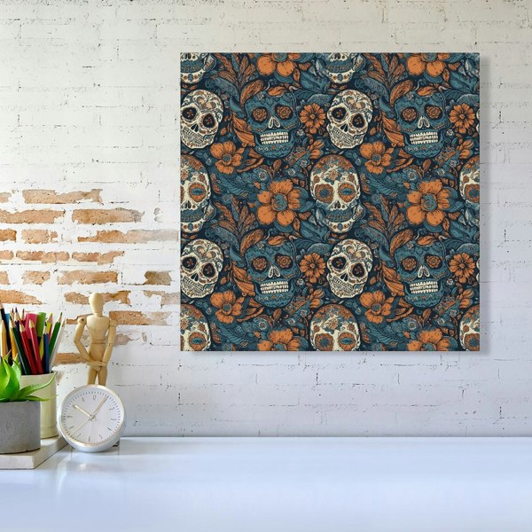 Warren Reed Dia De Los Muertos Skulls Pattern Canvas