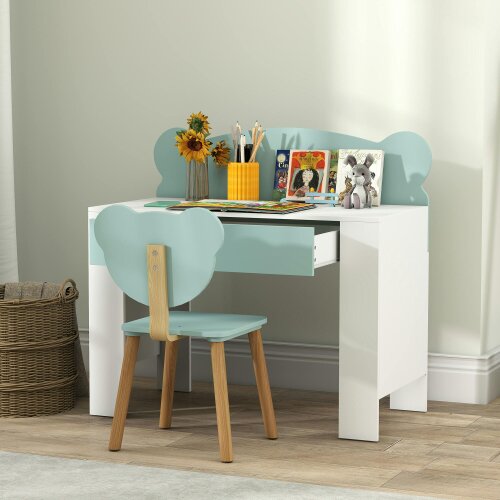 AIYAPLAY Kids Desk and Chair Set, Children Writing Table with Drawer