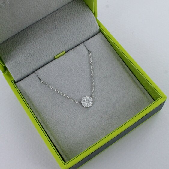 Reeves & Reeves 14ct Solid White Gold Diamond Disc Necklace
