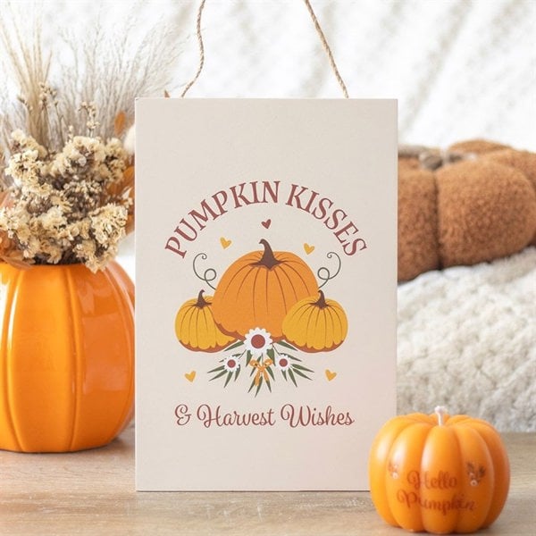 Serano Pumpkin Kisses & Harvest Wishes Hanging Sign