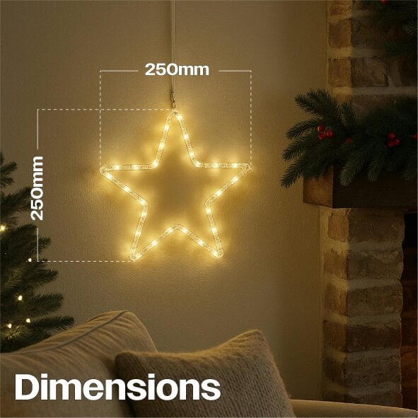 Scotts of Stow Xmas Haus Pre Lit 20 Warm White Micro LED Christmas Design Hanging Light Battery Timer Power Supply