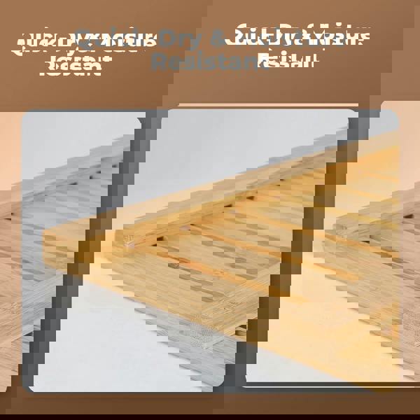 Levede Slatted Duck Board Shower Bath Mat Natural Bamboo Anti-Slip Rectangle