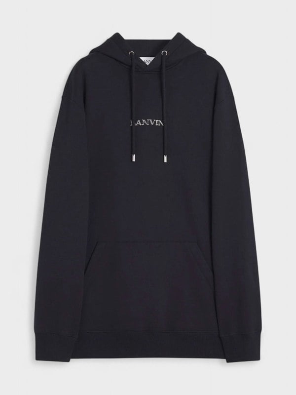 Lanvin Embroidered Loose Logo Hoodie Black - Supplied FashionLanvin