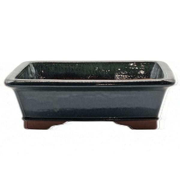 37cm Glazed Bonsai Pot | Rectangle | 37cm x 30cm x 12cm | Rectangle | Green - Yorkshire Bonsai