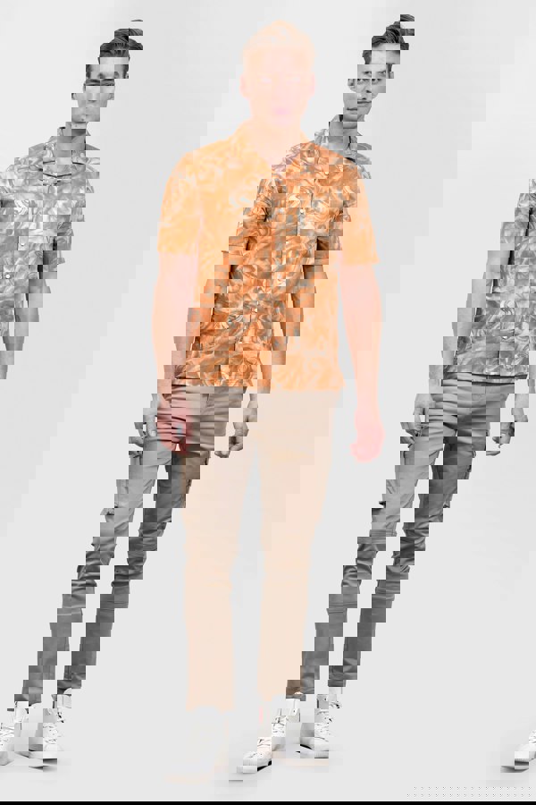 ENORSIA Revere Collar Short Sleeves Printed Shirt