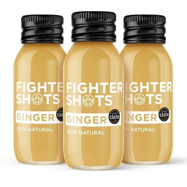Fighter Shots Ginger -  27g organic cold pressed ginger in every bottle, 12 x 60ml