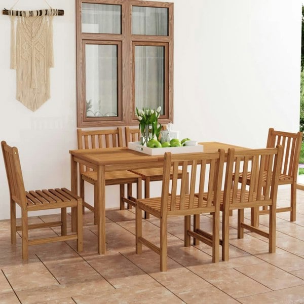 Berkfield 7 Piece Garden Dining Set Solid Teak Wood