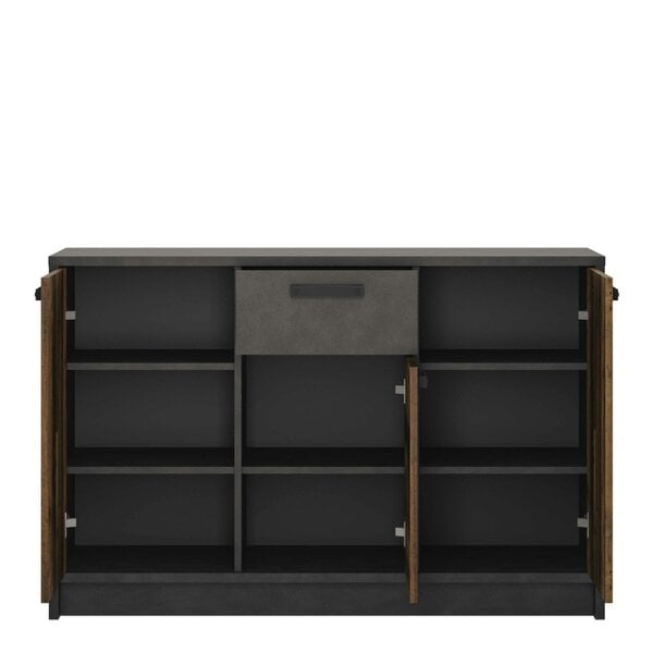 Wyld Haus Whimwick Walnut and Dark Matera Grey Cabinet 3 Doors 1 Drawer
