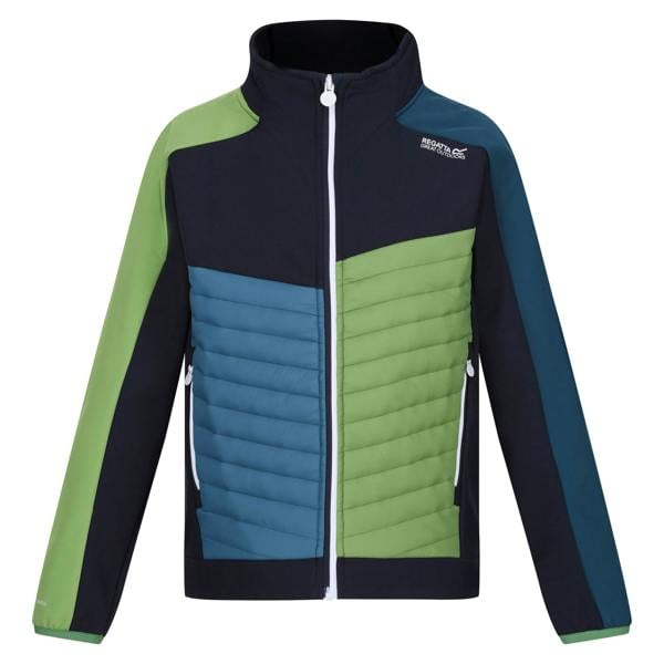 Regatta Childrens/Kids Brynden Padded Full Zip Soft Shell Jacket - Navy/Piquant Green - 