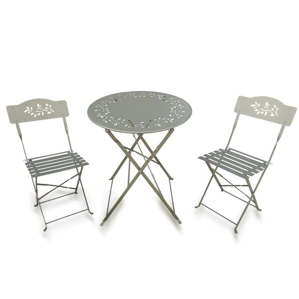 Furniture One Metal Bistro Garden Furniture Set, Folding Bistro Table and Chairs Set of 2 for Garden Patio Porch Balcony Set