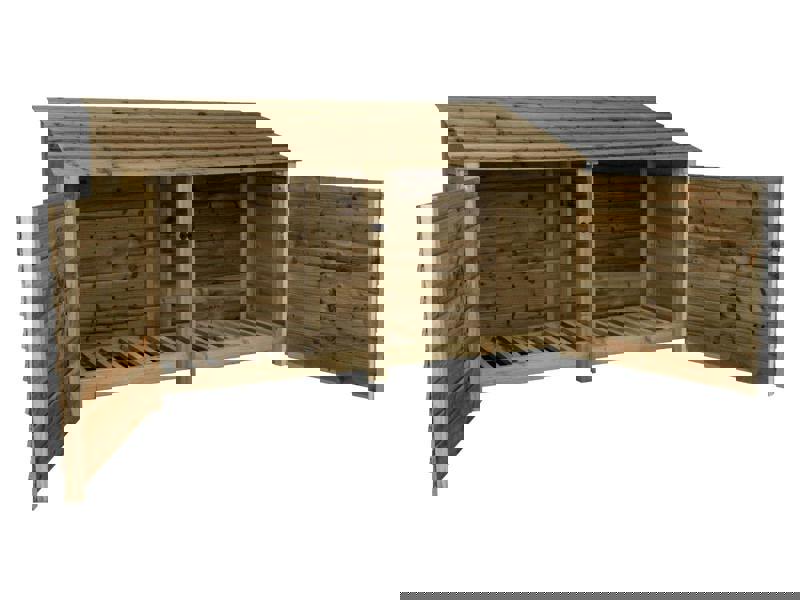 Arbor Garden Solutions Wooden Log Store with Doors W-227cm, H-126cm or 180cm, D-88cm