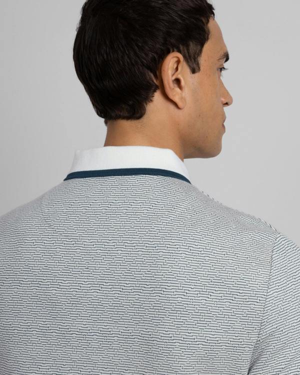 Steel & Jelly Bevan - Two-Tone Abstract Stripe Polo Shirt