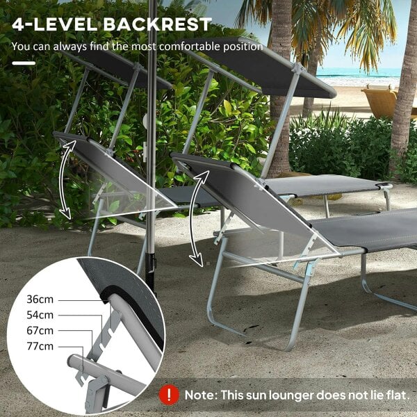 Bobobiy Outdoor Foldable Sun Lounger Set of 2, Grey