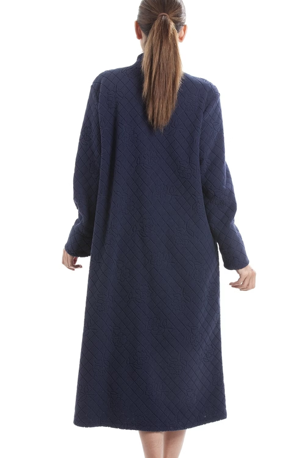 Camille Classic Soft Fleece Jacquard Floral Button Up Housecoat