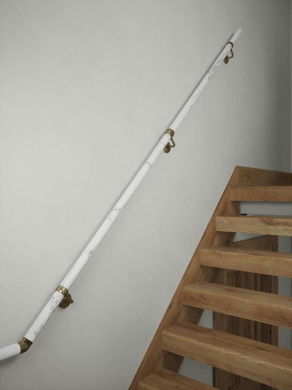 Handrails Direct Montford Soft White Marble Half Turn Handrail