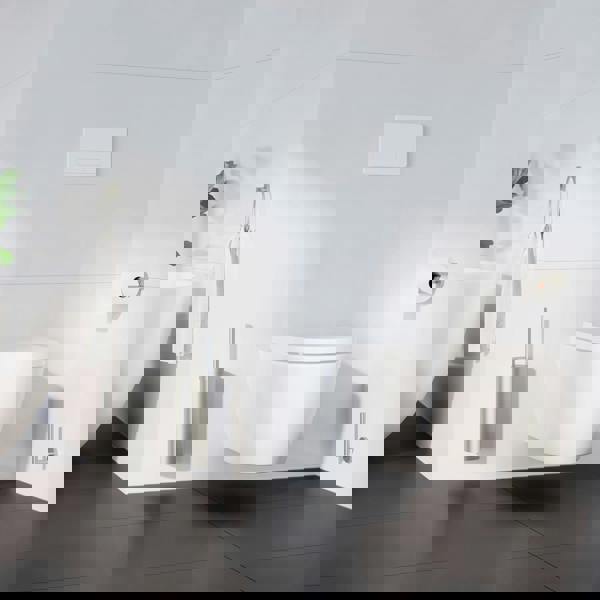 Smedbo Brushed Nickel Toilet Brush and Holder