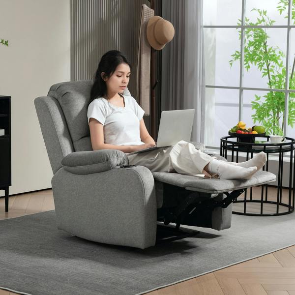 HOMCOM Recliner Armchair for Living Room, Recliner with Cup Holder - Grey