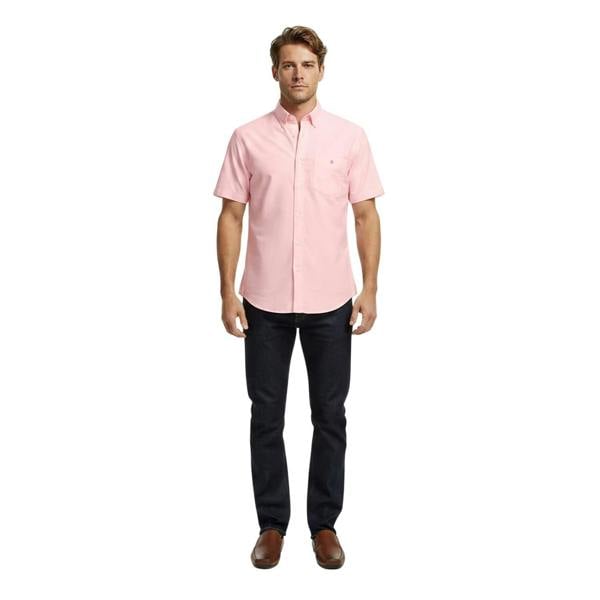 Gant Mens Classic Logo Poplin Short-Sleeved Shirt - Washed/Pink - 