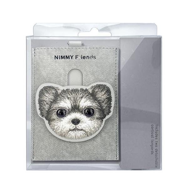 Nimmy Friends Nimmy Big Eye Cute Pet Yorkie Dog Face Card Sleeve Holder Grey - N-XDY-KT-027